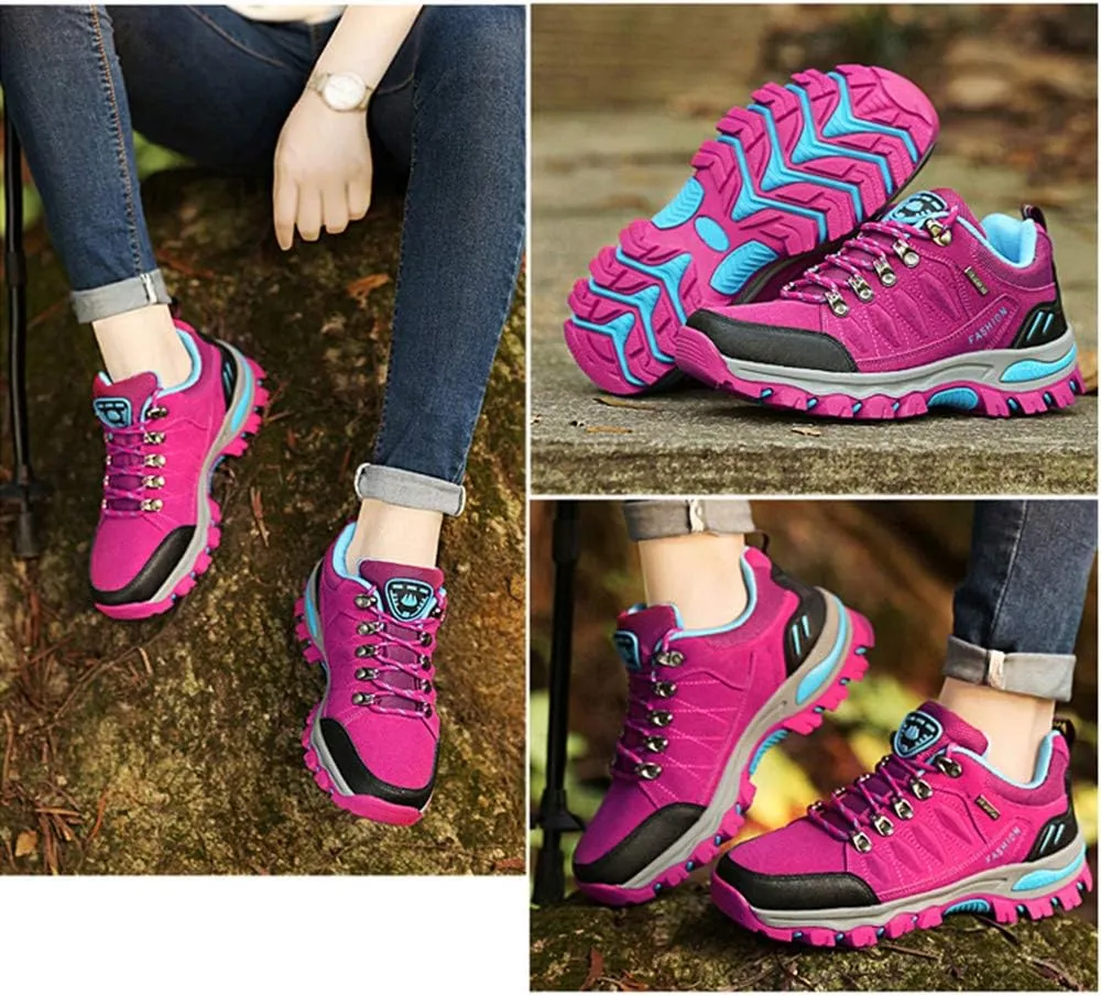 Rojeam Women Men Mountain Trekking Boots Lace-up Hiking Boots Walking Trainers Shoes for Outdoor Sports