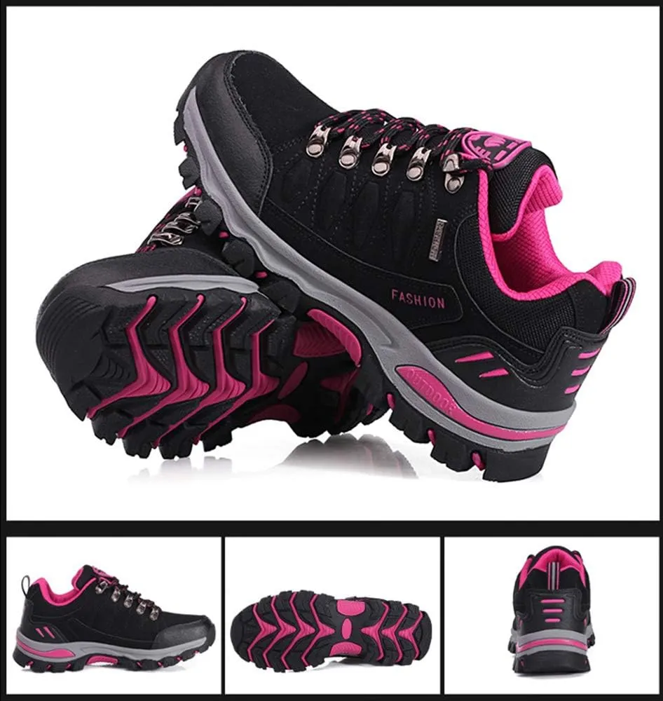 Rojeam Women Men Mountain Trekking Boots Lace-up Hiking Boots Walking Trainers Shoes for Outdoor Sports