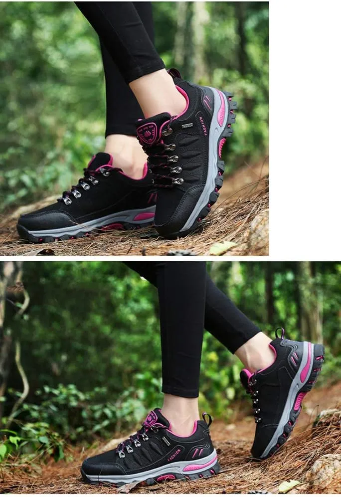 Rojeam Women Men Mountain Trekking Boots Lace-up Hiking Boots Walking Trainers Shoes for Outdoor Sports