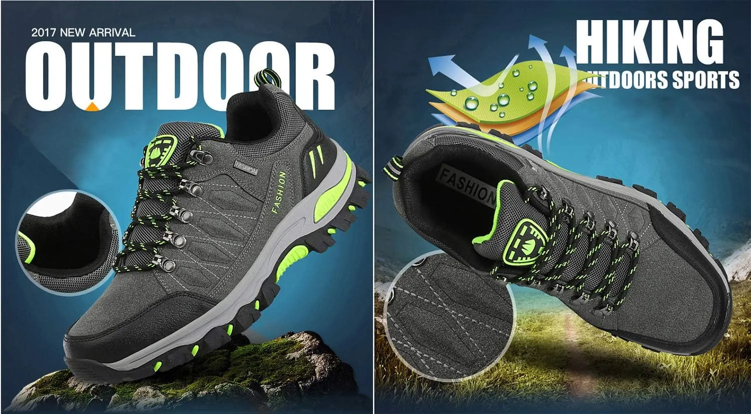 Rojeam Women Men Mountain Trekking Boots Lace-up Hiking Boots Walking Trainers Shoes for Outdoor Sports