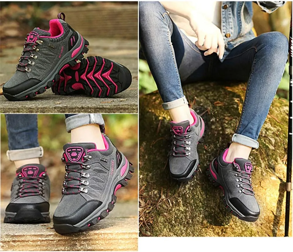 Rojeam Women Men Mountain Trekking Boots Lace-up Hiking Boots Walking Trainers Shoes for Outdoor Sports