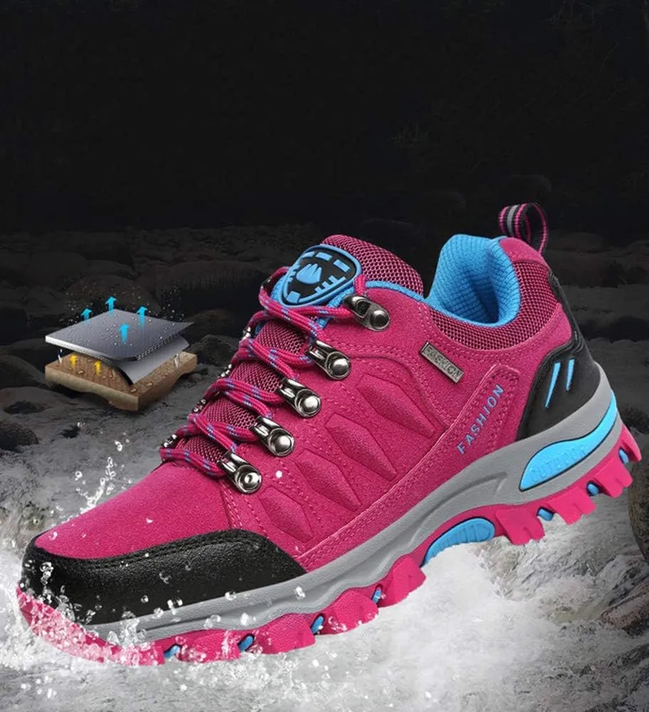 Rojeam Women Men Mountain Trekking Boots Lace-up Hiking Boots Walking Trainers Shoes for Outdoor Sports