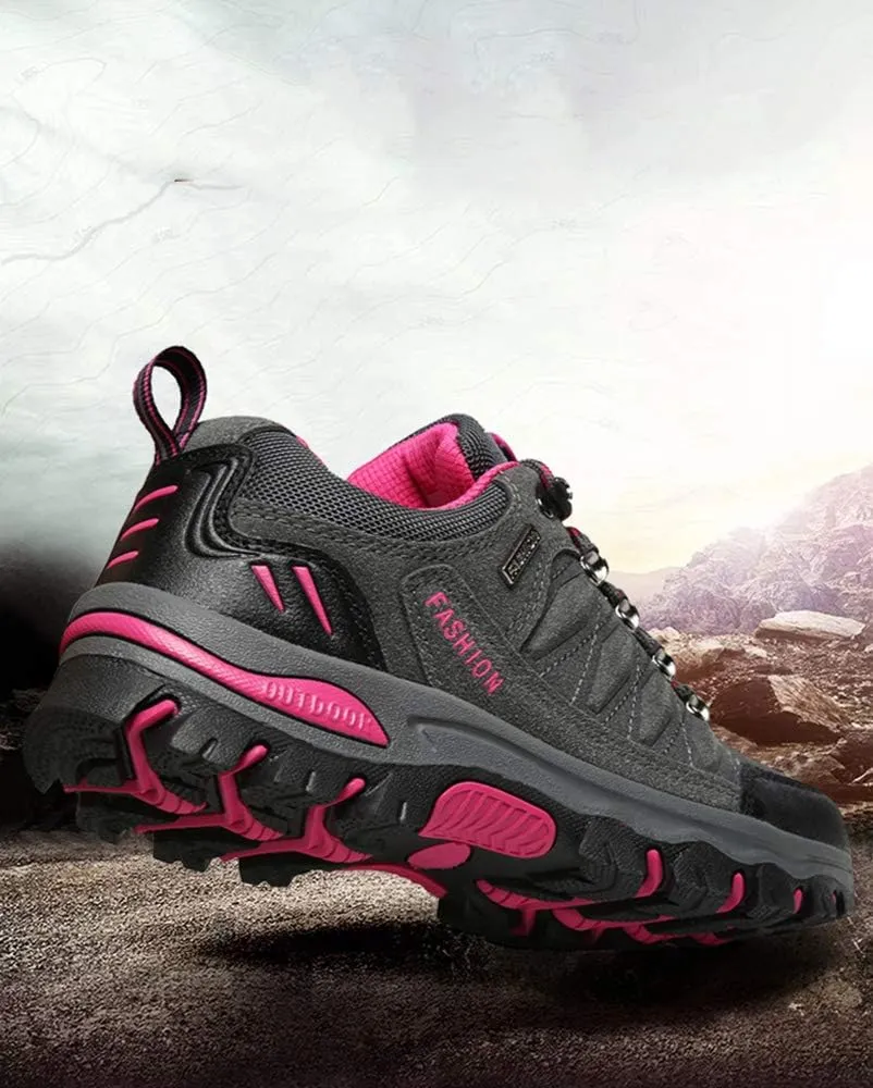 Rojeam Women Men Mountain Trekking Boots Lace-up Hiking Boots Walking Trainers Shoes for Outdoor Sports
