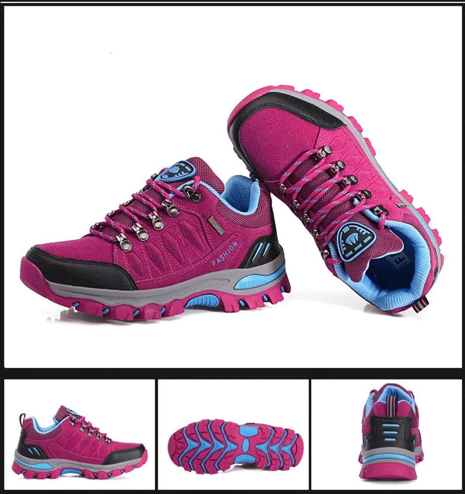 Rojeam Women Men Mountain Trekking Boots Lace-up Hiking Boots Walking Trainers Shoes for Outdoor Sports