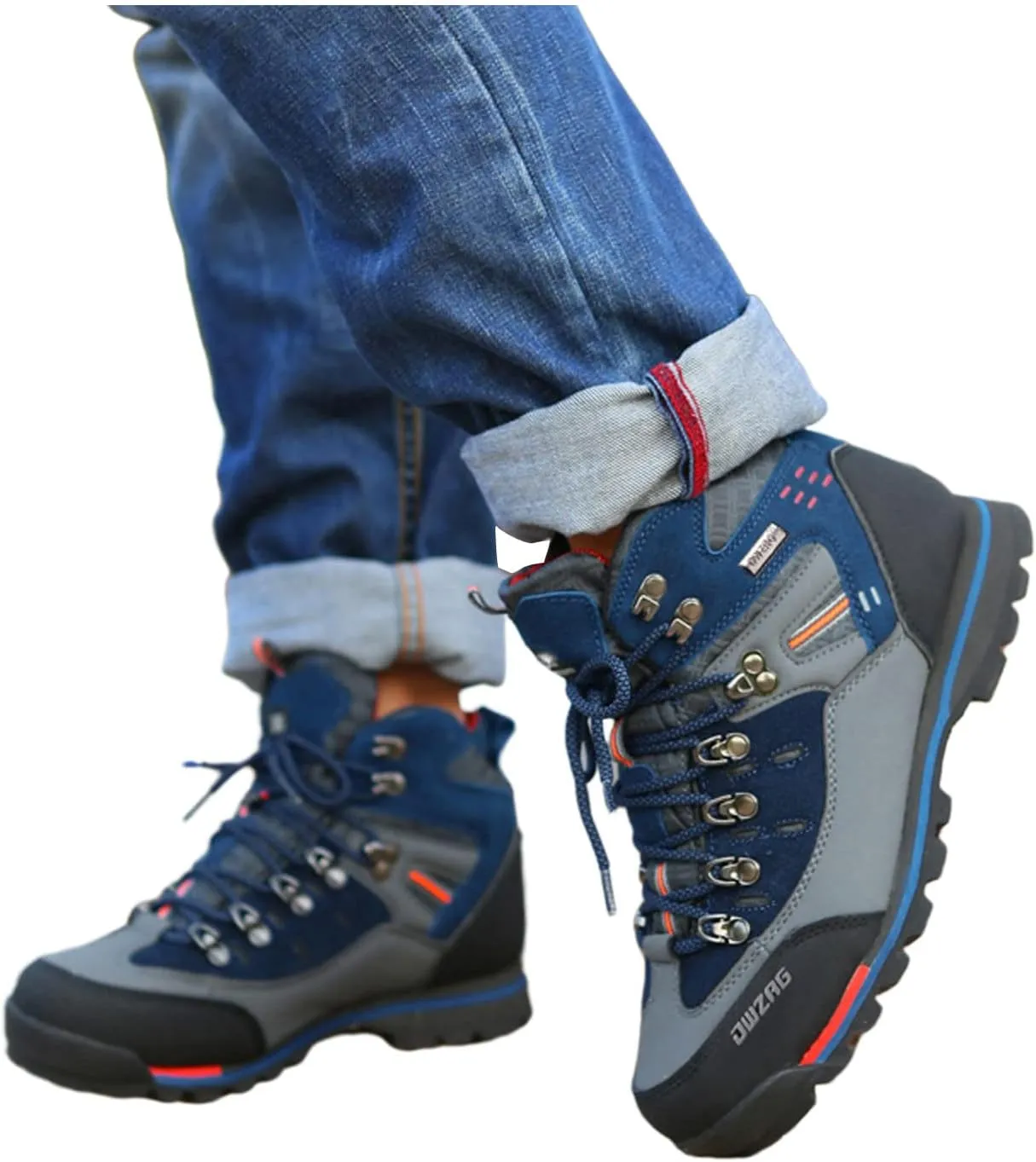 Shije Men's Snow Boots Hiking Warm Ankle Lace-up Shoe Winter Mountain Climbing Trekking Boots Non-Slip Fashion Booties for Outdoor