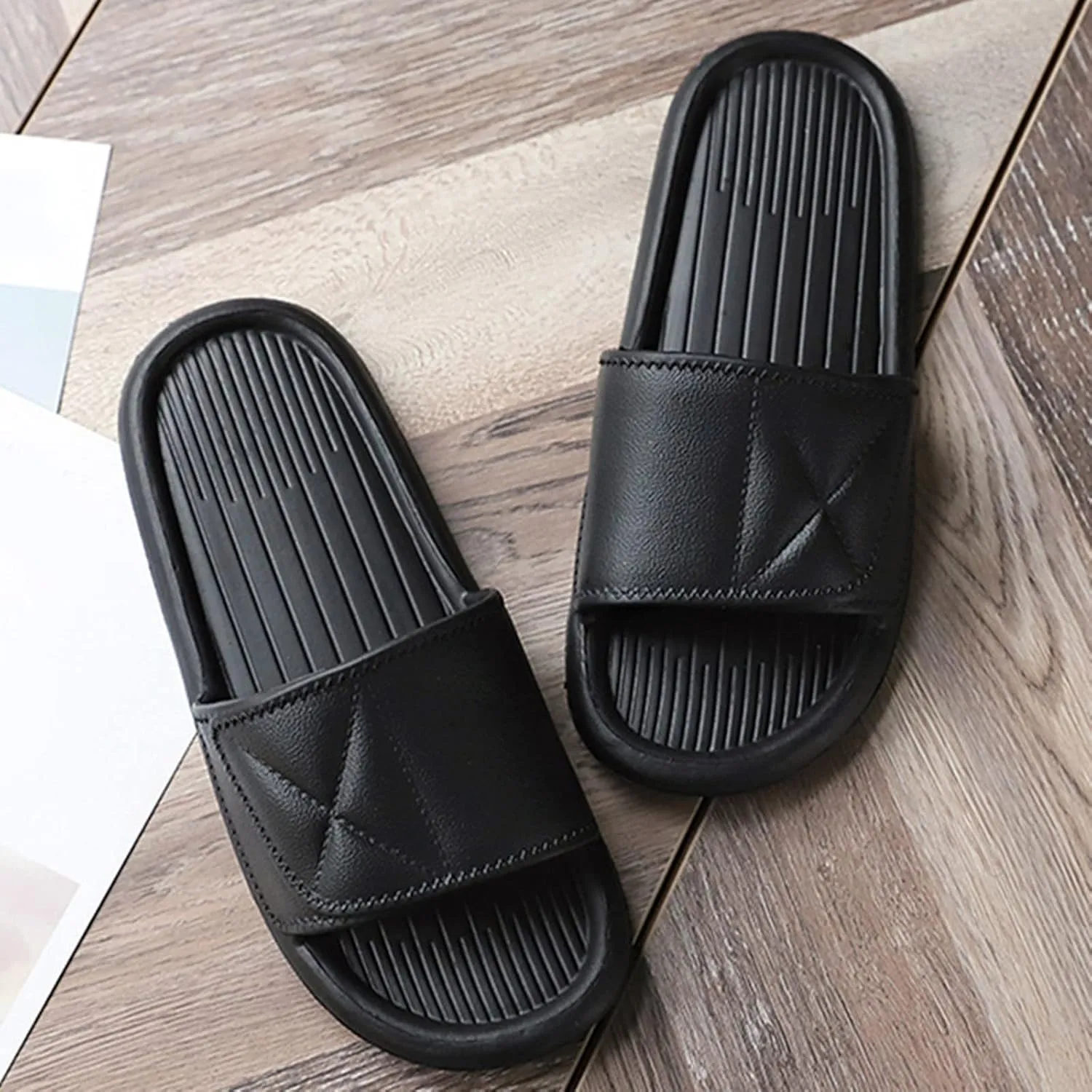 Shower Shoes for Women and Men Soft Sole Cushioned Slide Sandals Non Slip Pool Slides Comfort Lightweight Couple Quick Drying Shower Shoes Bathroom Slides Slippers Summer House Slipper Adult