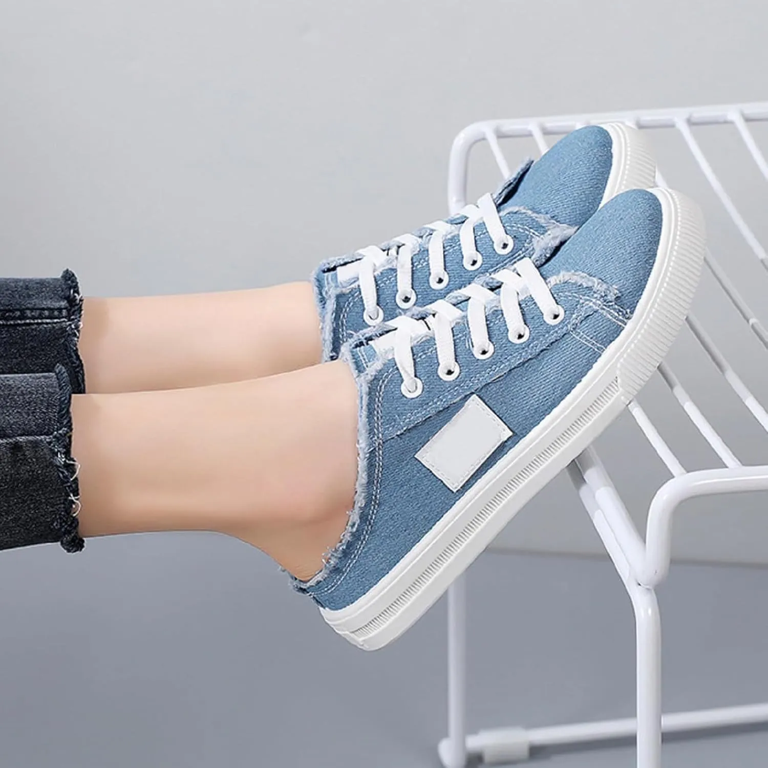 Slip On Sneakers Women Canvas Shoes Women's Mules & Clogs Fashion Comfortable Mules Womens Non Slip Loafers Casual Backless Shoes Slip On Shoe