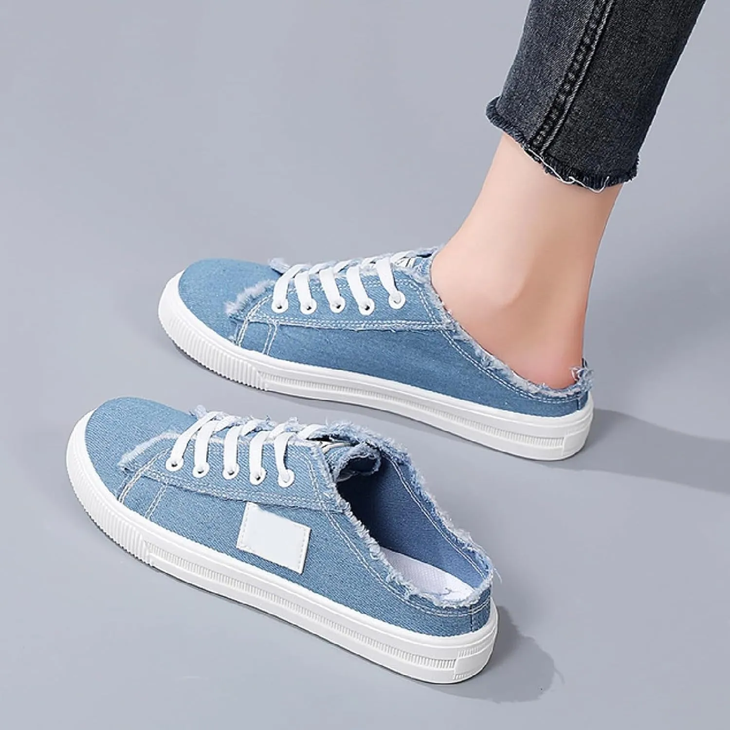 Slip On Sneakers Women Canvas Shoes Women's Mules & Clogs Fashion Comfortable Mules Womens Non Slip Loafers Casual Backless Shoes Slip On Shoe