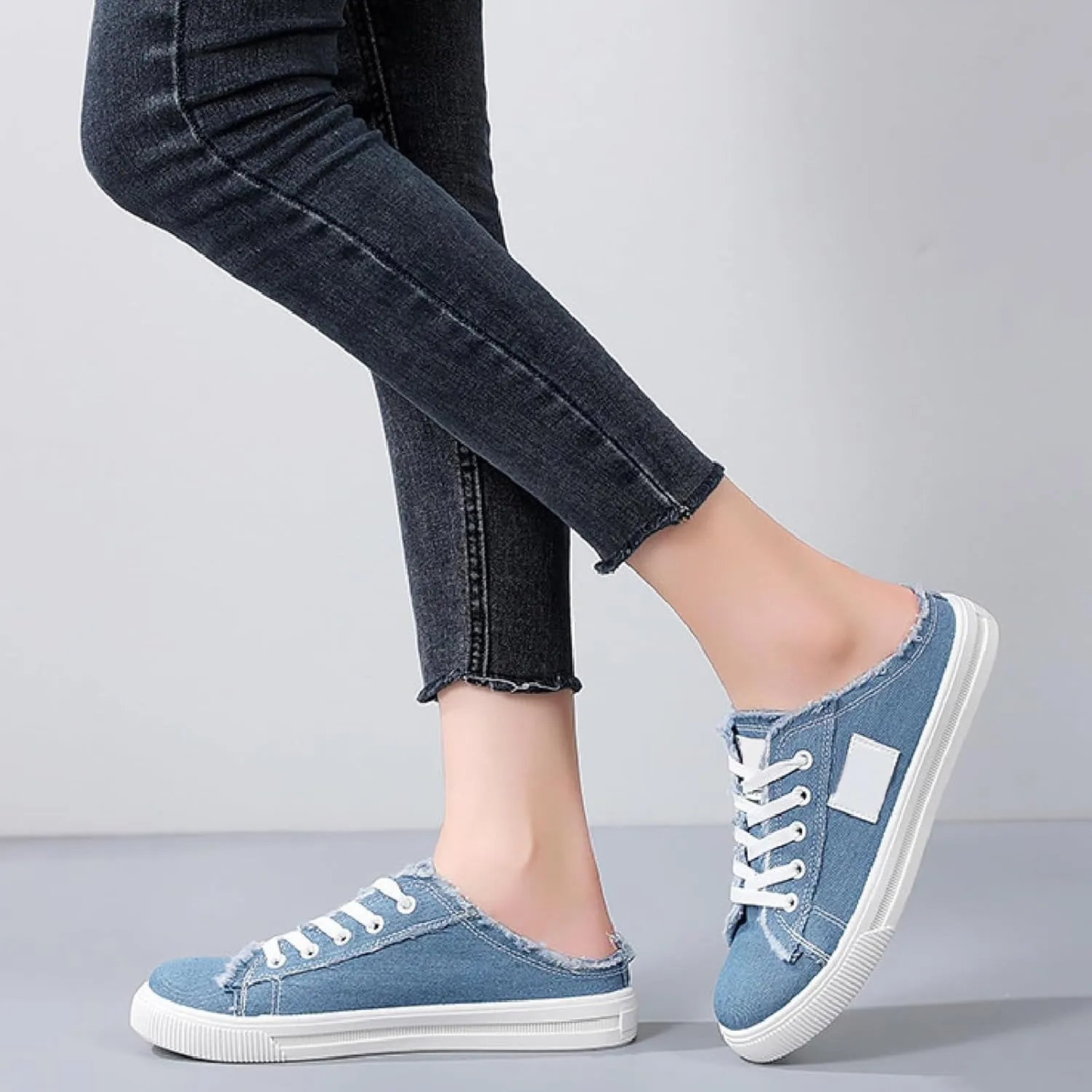 Slip On Sneakers Women Canvas Shoes Women's Mules & Clogs Fashion Comfortable Mules Womens Non Slip Loafers Casual Backless Shoes Slip On Shoe