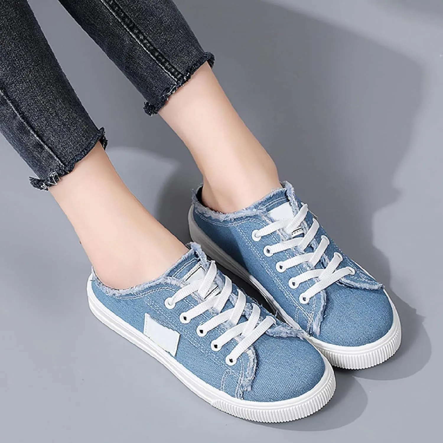 Slip On Sneakers Women Canvas Shoes Women's Mules & Clogs Fashion Comfortable Mules Womens Non Slip Loafers Casual Backless Shoes Slip On Shoe