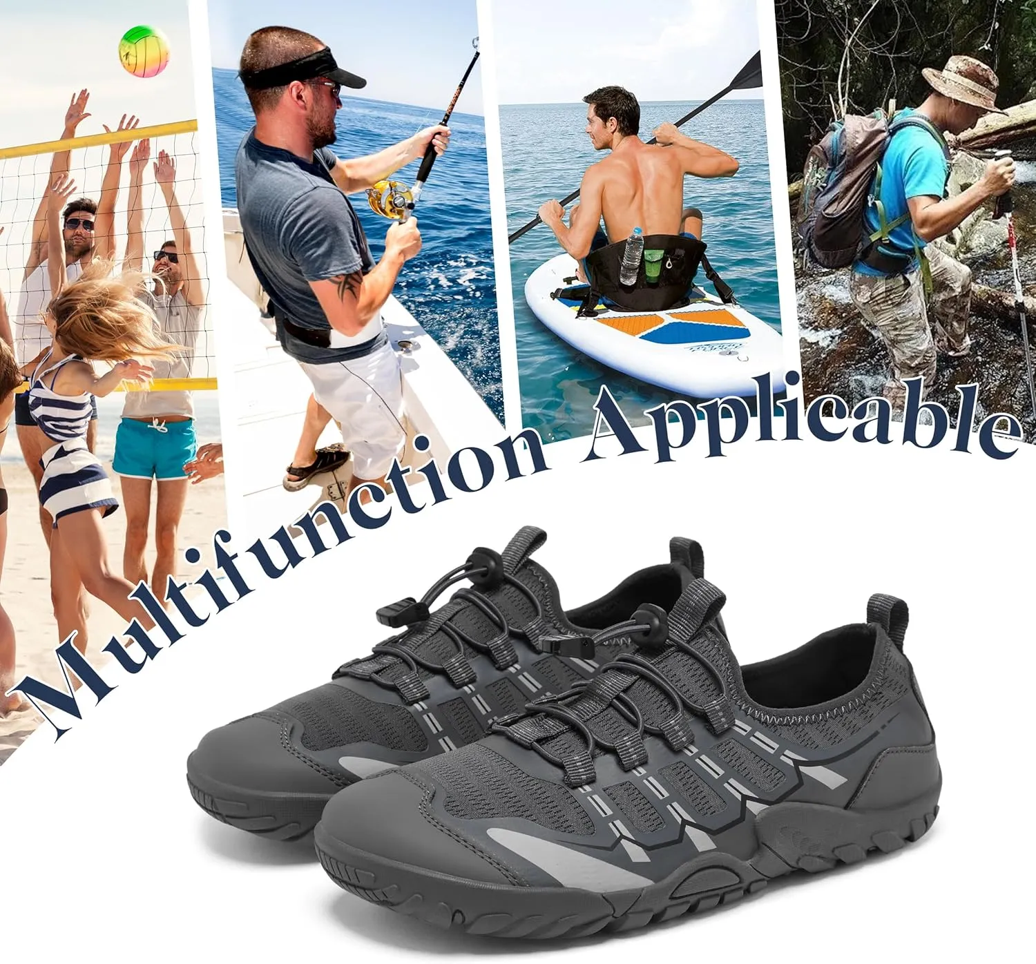 SOBASO Water Shoes Men Hiking Quick Dry Aqua Swim Beach River Barefoot Shoes for Boat Hike Surf Sport Yoga Diving Sailing Travel Adult Unisex