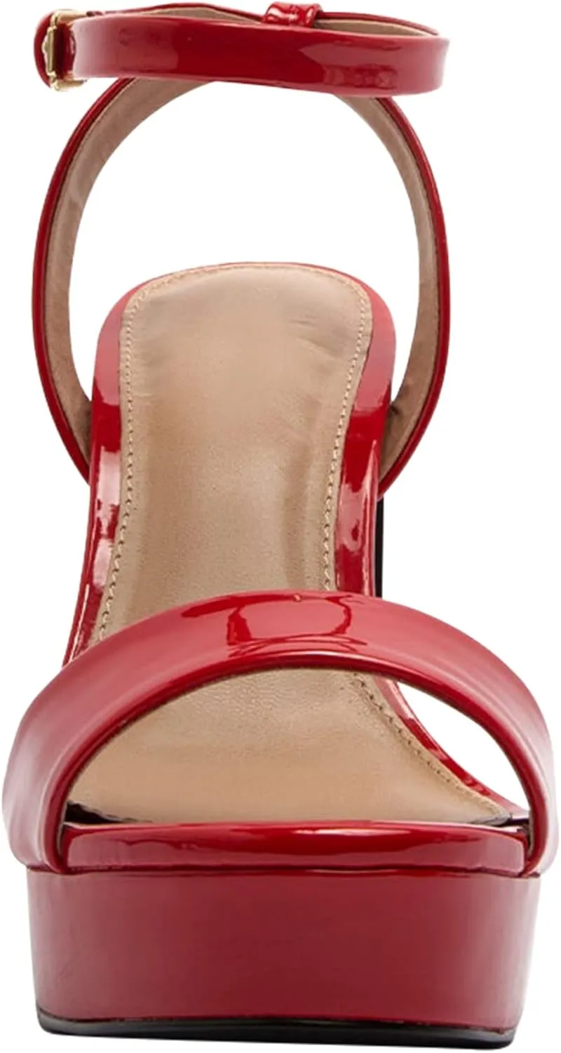 SOBEYO Women's Platform Sandals Ankle Strap Chunky Block High Heels Open Toe Shoes