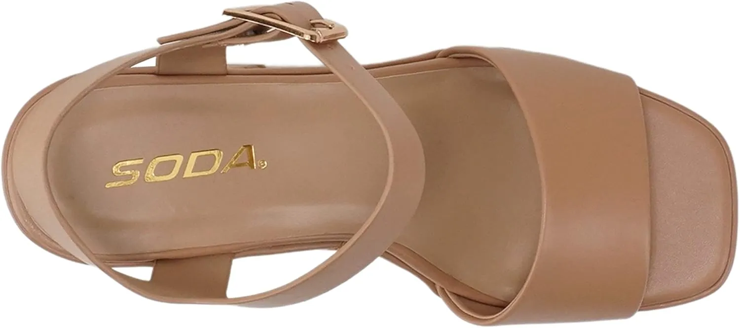 Soda Launch ~ Women Open Toe Ankle Strap Platform Chunky High Heeled Sandal