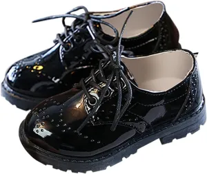 Spring and Summer New Soft and Lightweight Rubber Sole Lace Up Glossy Fashion Children's Shoes baby spring clothes girl