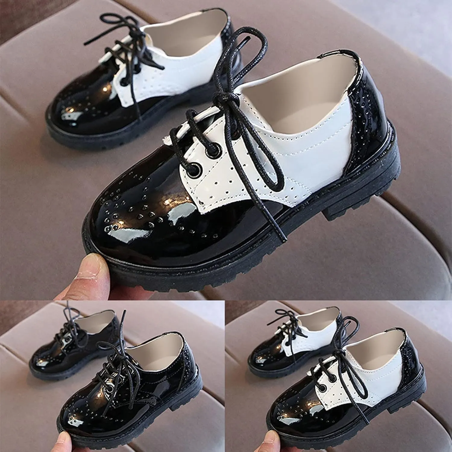 Spring and Summer New Soft and Lightweight Rubber Sole Lace Up Glossy Fashion Children's Shoes baby spring clothes girl