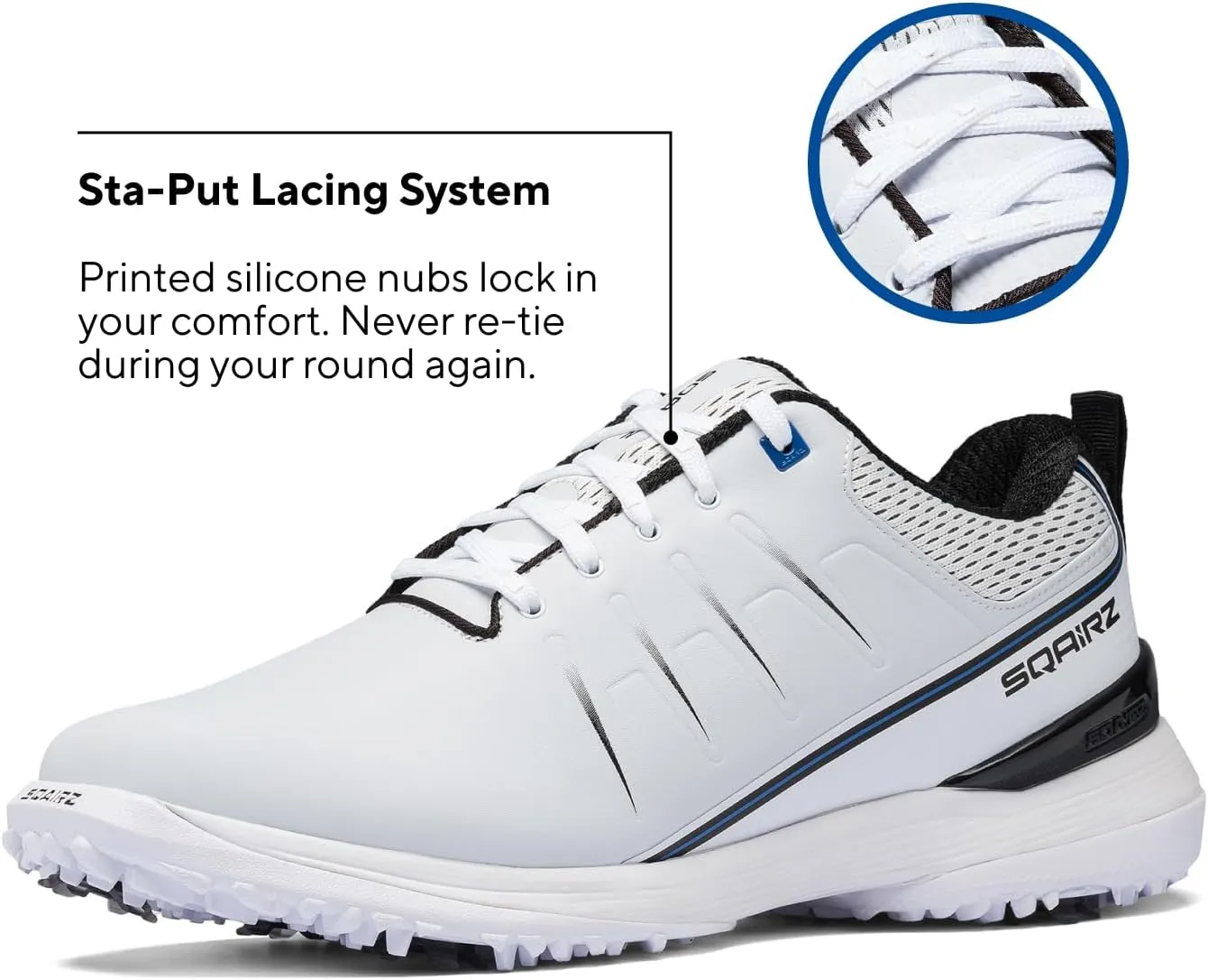 SQAIRZ SPEED2 Men's Athletic Golf Shoes, Designed for Balance & Performance, Replaceable Spikes, Waterproof, Golf Shoes Men with Spikes, Mens Footwear