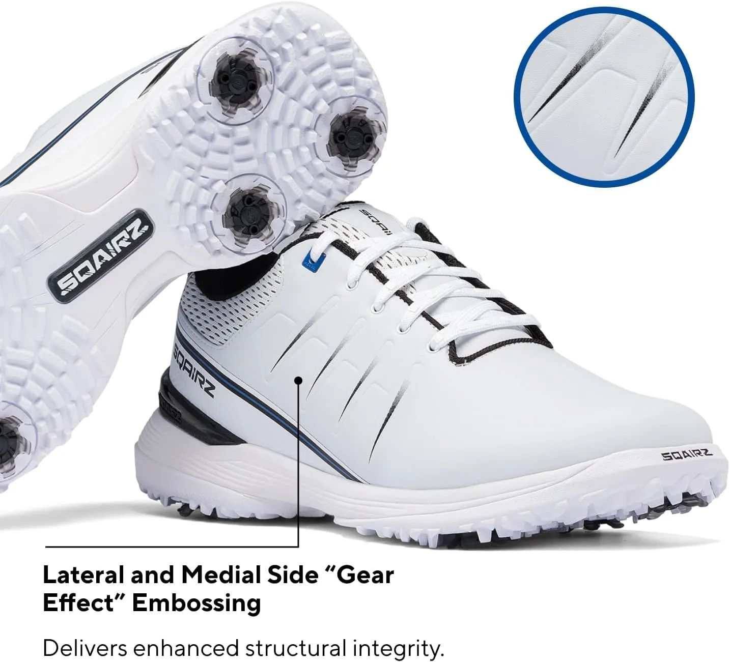 SQAIRZ SPEED2 Men's Athletic Golf Shoes, Designed for Balance & Performance, Replaceable Spikes, Waterproof, Golf Shoes Men with Spikes, Mens Footwear