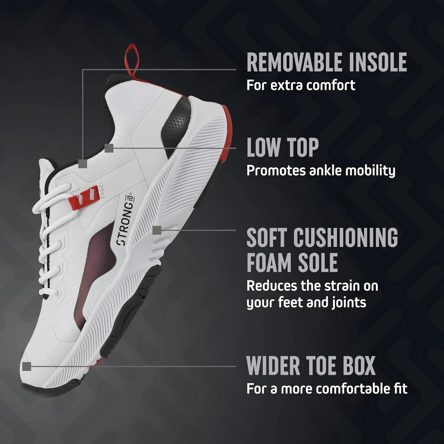 Strong iD Low-Top Exercise Shoes for Women, Athletic Sneakers