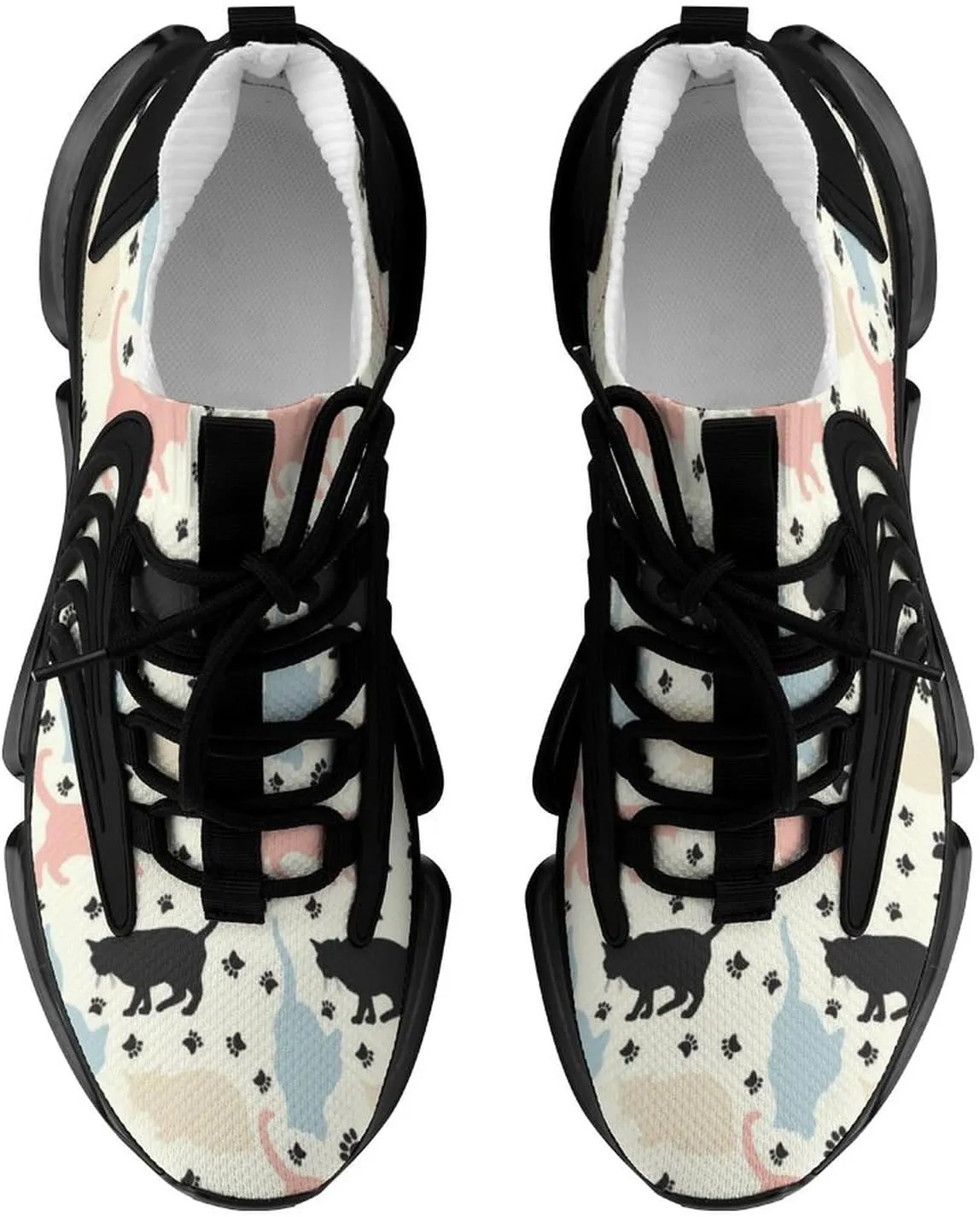 Stylish Colorful Cats Pattern Women's Running Shoes Non Slip Breathable Sneakers for Walking Travel