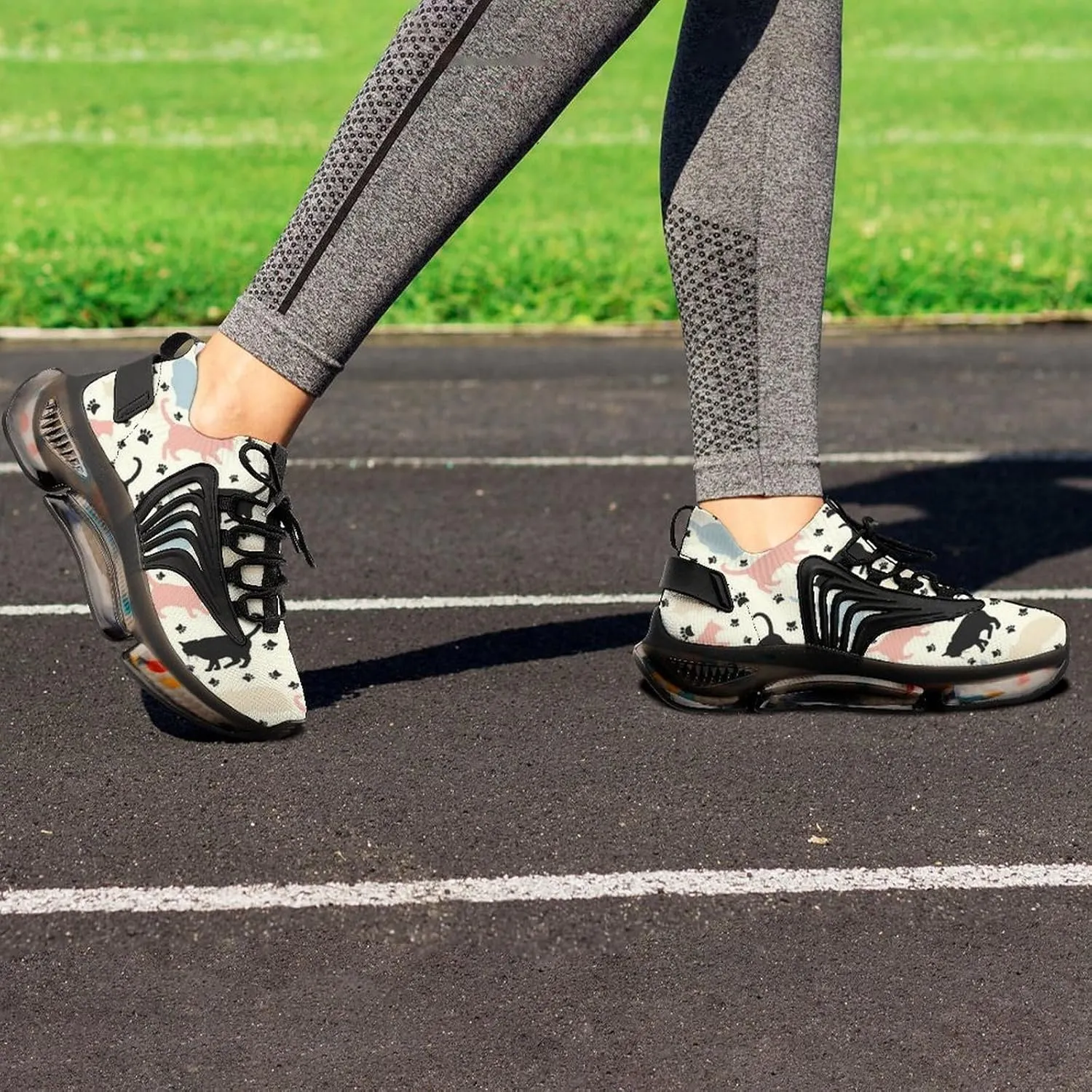 Stylish Colorful Cats Pattern Women's Running Shoes Non Slip Breathable Sneakers for Walking Travel