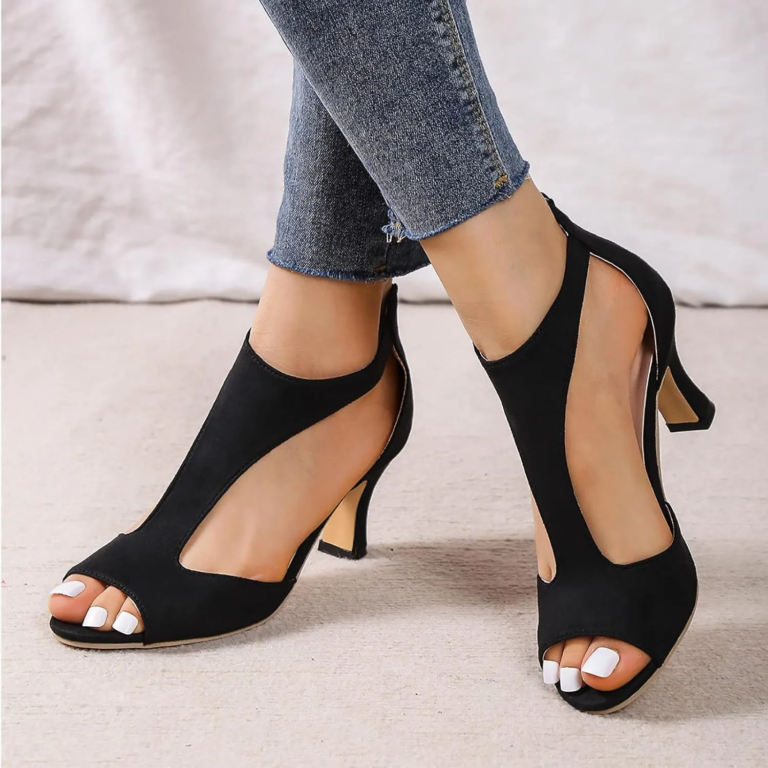 Summer Sandals For Women 2025,Orthopedic Open Toe Back Zipper Closure Casual Suede Leather Fish Mouth Sandal Dressy Summer Dress Orthotic Beach Boho Outdoor Shoes for Daily Wear