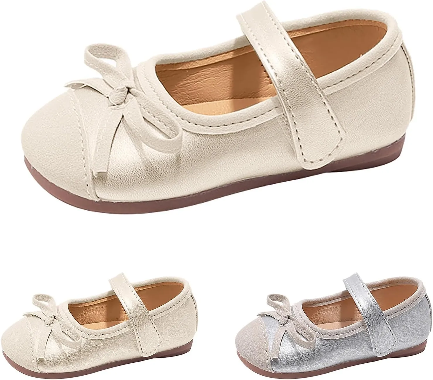 Toddler Baby Girls Mary Jane Shoes Sparkle Bow Ballerina Flats for Wedding Party Birthday Dress Shoes for Girls
