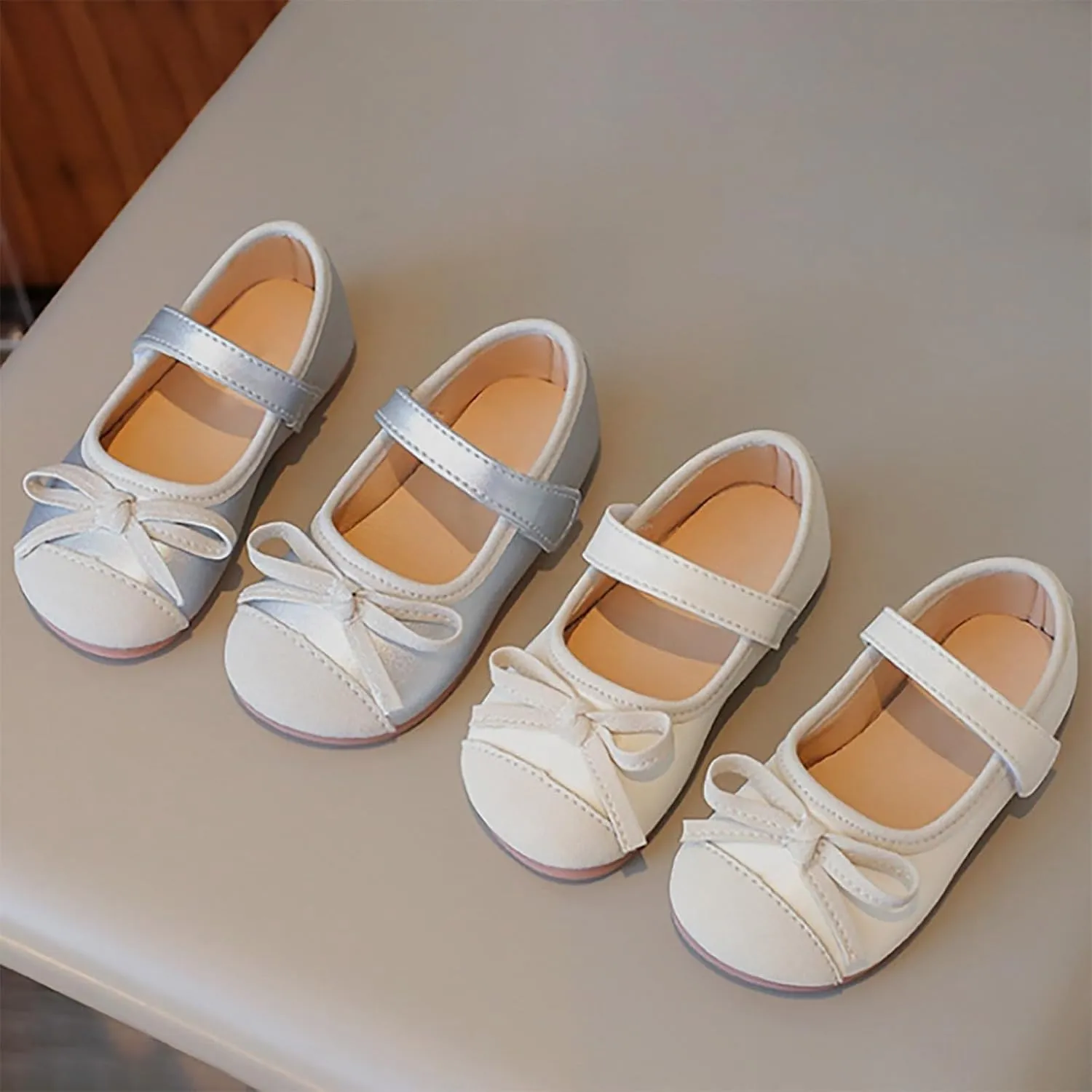 Toddler Baby Girls Mary Jane Shoes Sparkle Bow Ballerina Flats for Wedding Party Birthday Dress Shoes for Girls