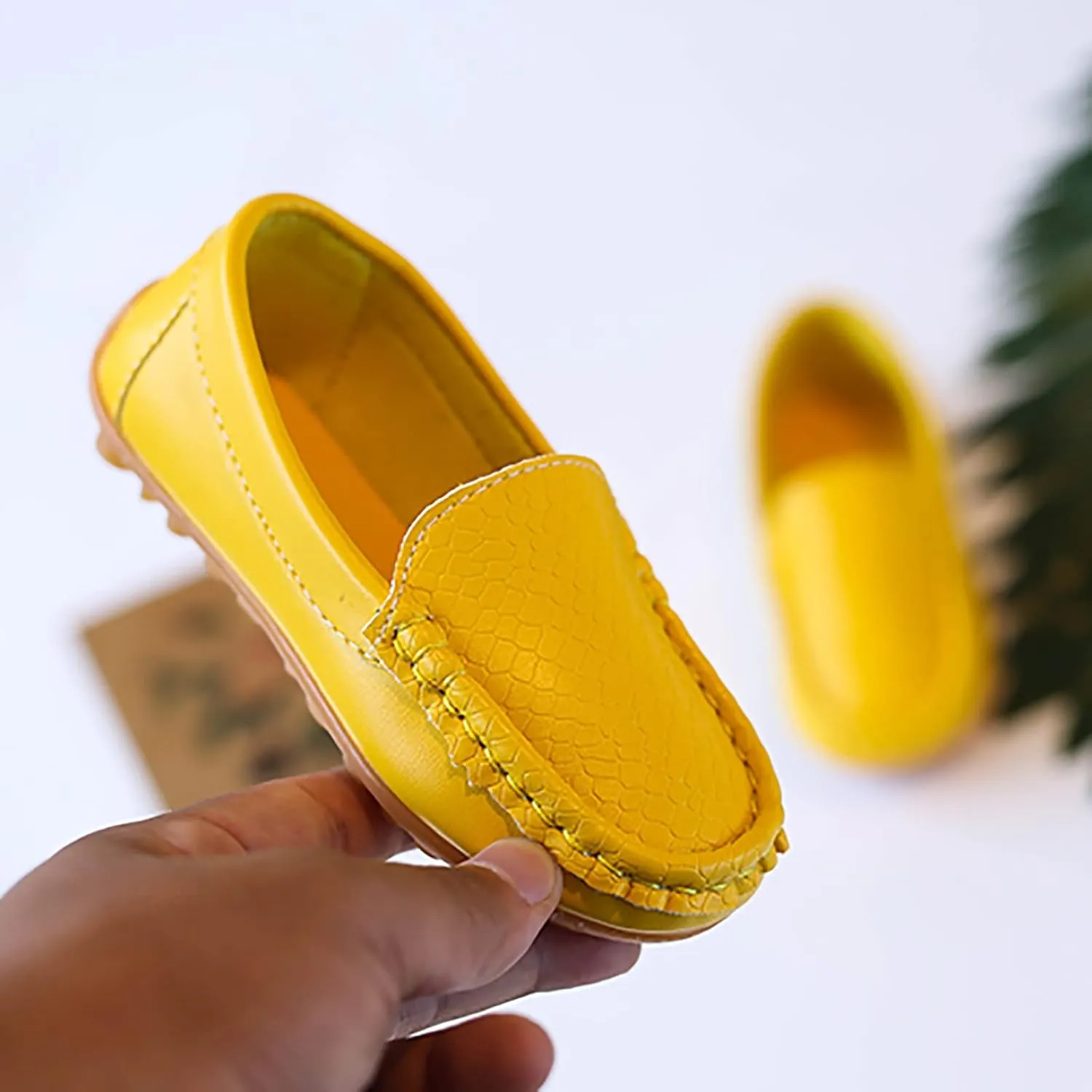 Toddler Boy Girls Loafer Flat Little/Big Kids Soft Synthetic Leather Slip On Flat Boat Dress Solid Color Shoe