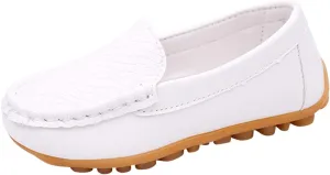 Toddler Boy Girls Loafer Flat Little/Big Kids Soft Synthetic Leather Slip On Flat Boat Dress Solid Color Shoe