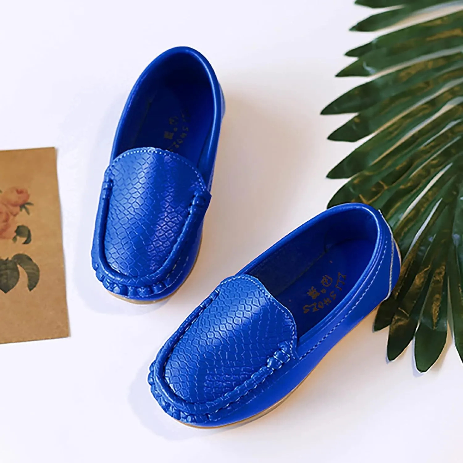 Toddler Boy Girls Loafer Flat Little/Big Kids Soft Synthetic Leather Slip On Flat Boat Dress Solid Color Shoe