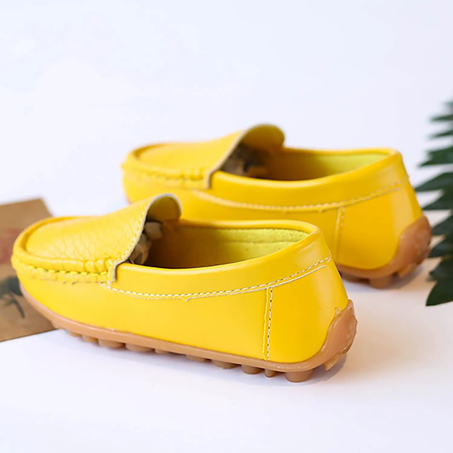 Toddler Boy Girls Loafer Flat Little/Big Kids Soft Synthetic Leather Slip On Flat Boat Dress Solid Color Shoe