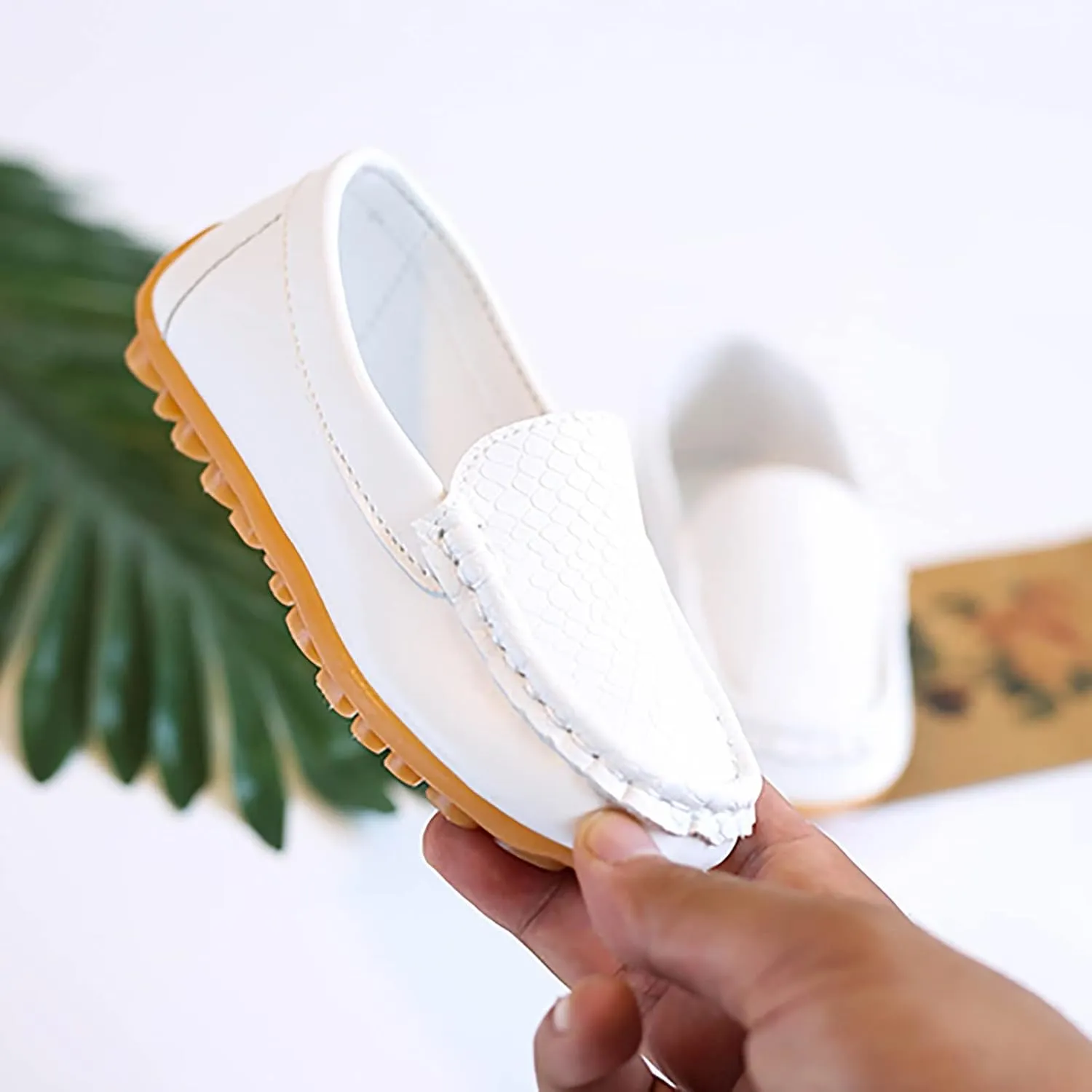 Toddler Boy Girls Loafer Flat Little/Big Kids Soft Synthetic Leather Slip On Flat Boat Dress Solid Color Shoe