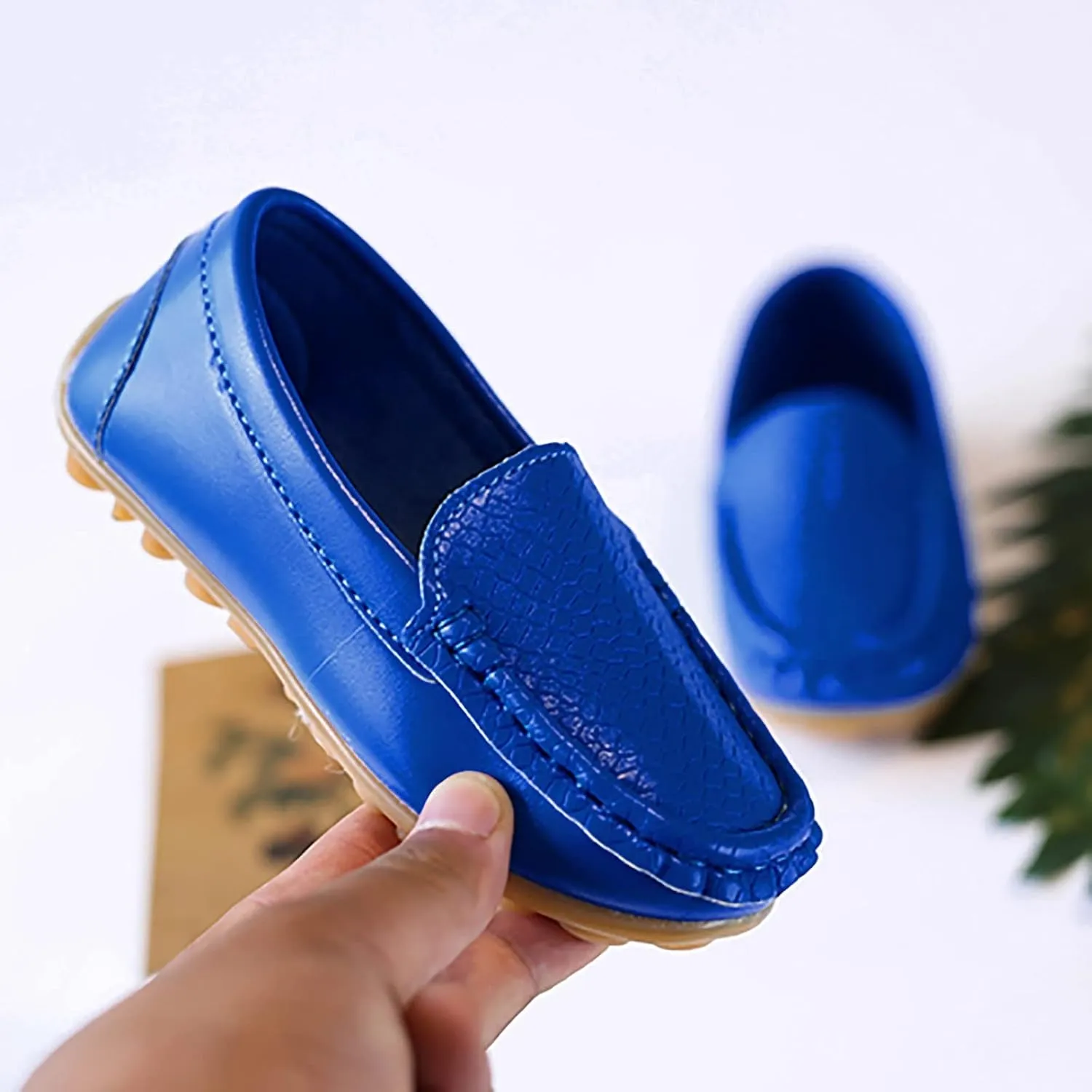 Toddler Boy Girls Loafer Flat Little/Big Kids Soft Synthetic Leather Slip On Flat Boat Dress Solid Color Shoe