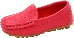 Toddler Boy Girls Loafer Flat Little/Big Kids Soft Synthetic Leather Slip On Flat Boat Dress Solid Color Shoe