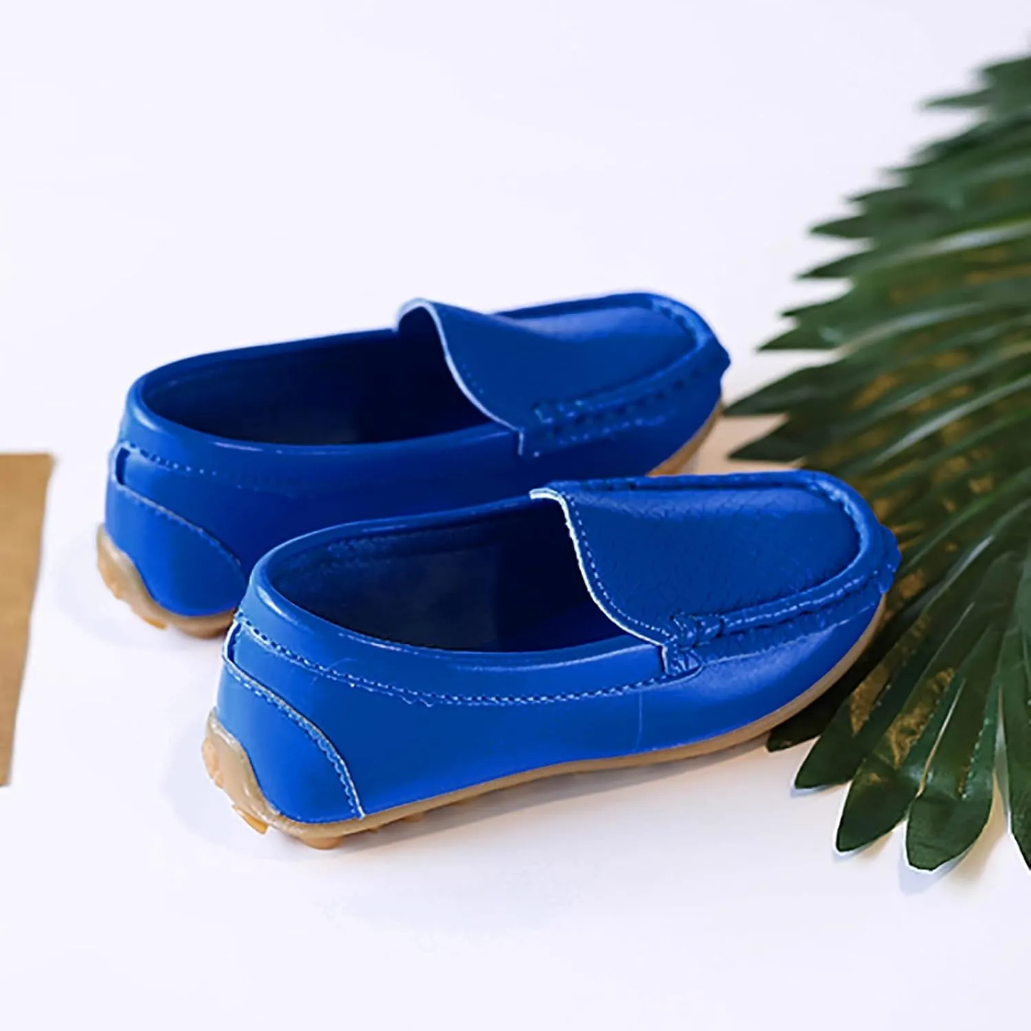 Toddler Boy Girls Loafer Flat Little/Big Kids Soft Synthetic Leather Slip On Flat Boat Dress Solid Color Shoe