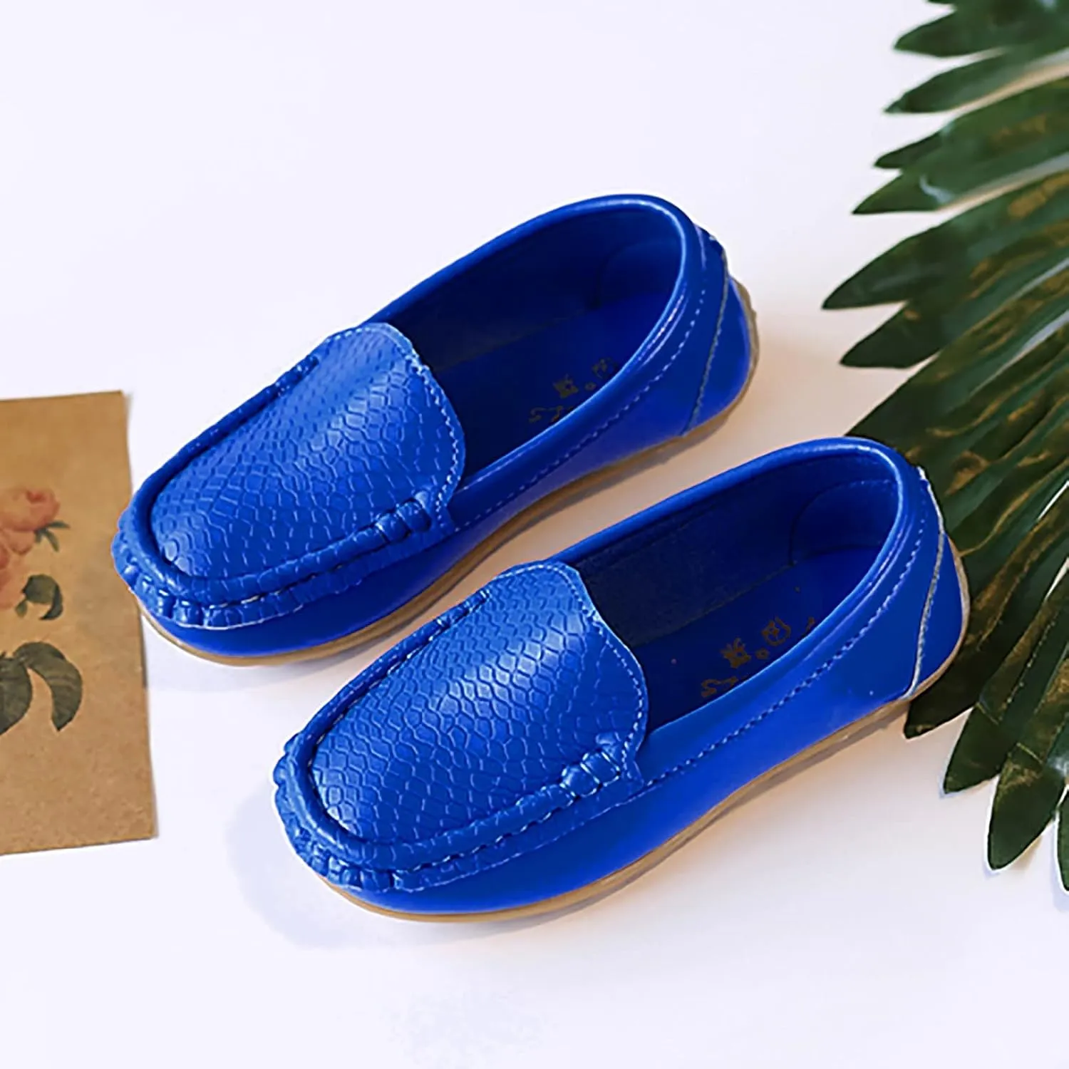 Toddler Boy Girls Loafer Flat Little/Big Kids Soft Synthetic Leather Slip On Flat Boat Dress Solid Color Shoe