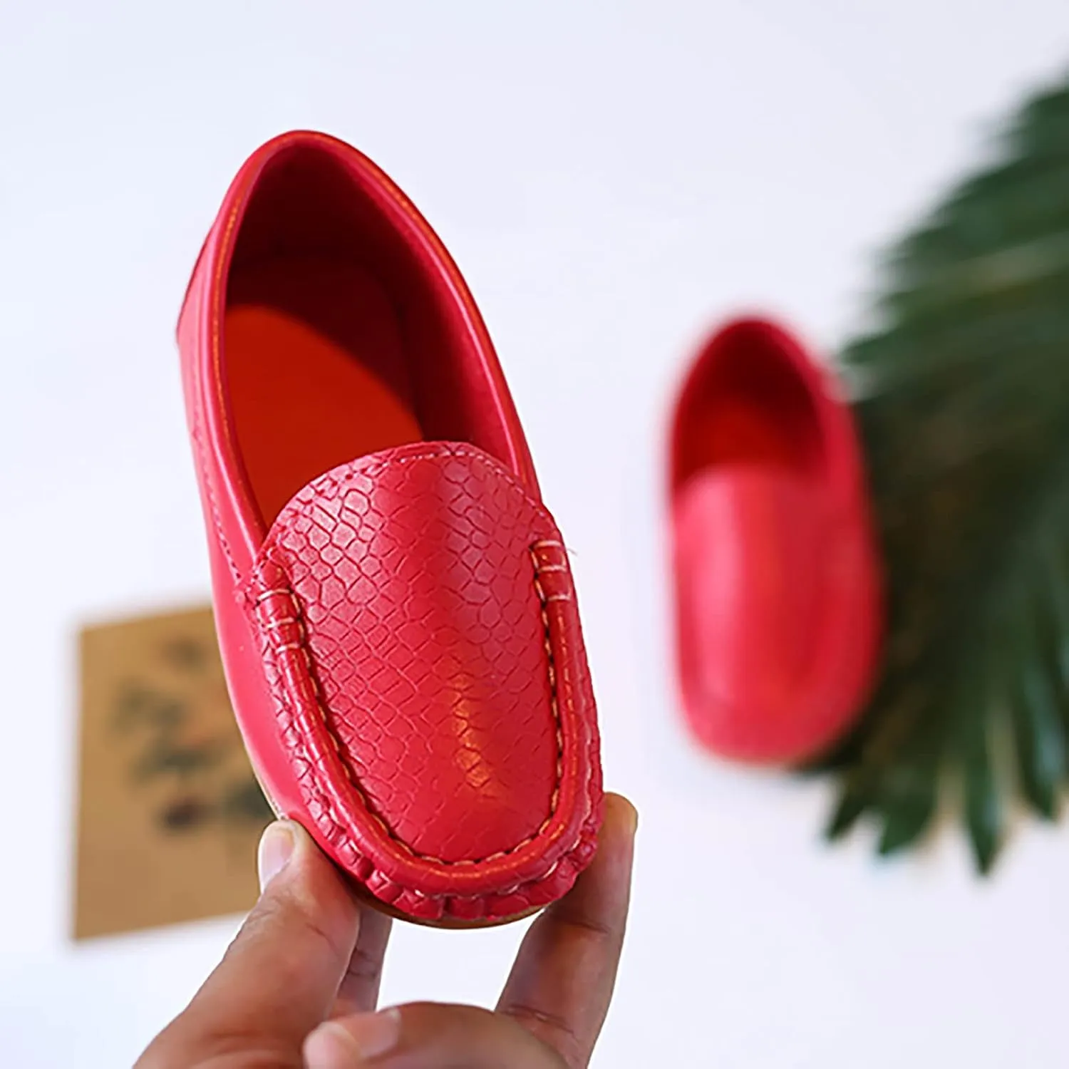 Toddler Boy Girls Loafer Flat Little/Big Kids Soft Synthetic Leather Slip On Flat Boat Dress Solid Color Shoe