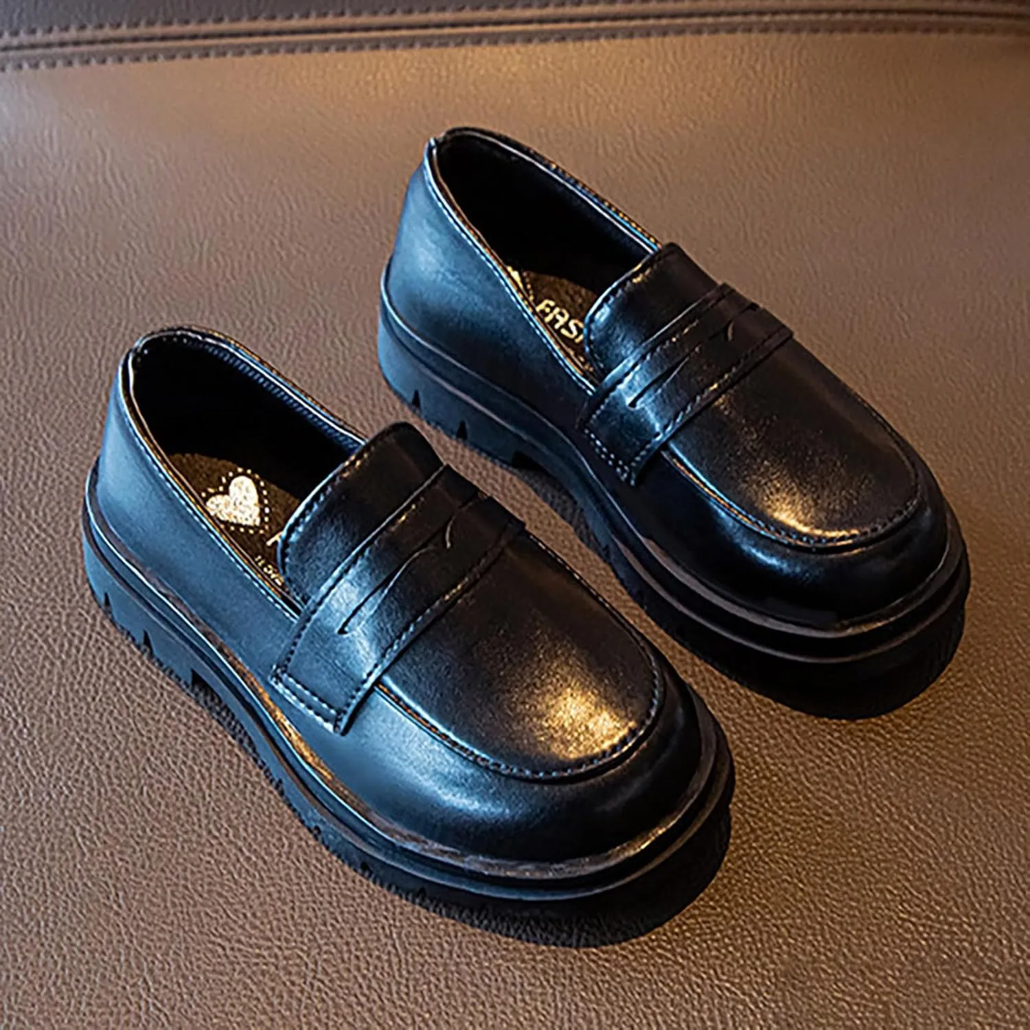Toddler Boys Girls Loafers School Shoes Mary Jane Flat𝘀 Fashion Comfort Leather Round Toe Slip On Dress Shoes