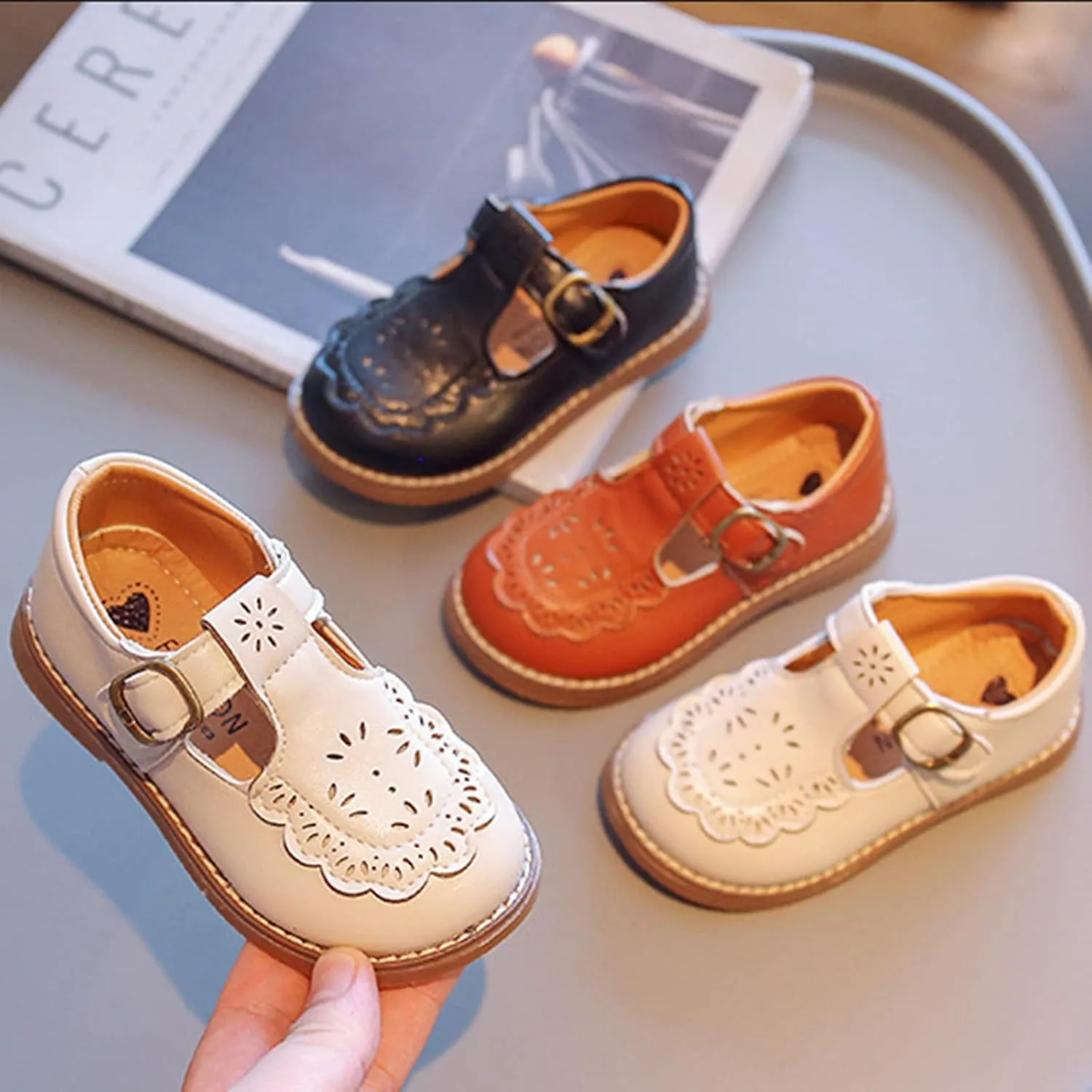 Toddler Little Girl Mary Jane Dress Ballet Flat Party School niform xford Casual Hook and Loop Shoes