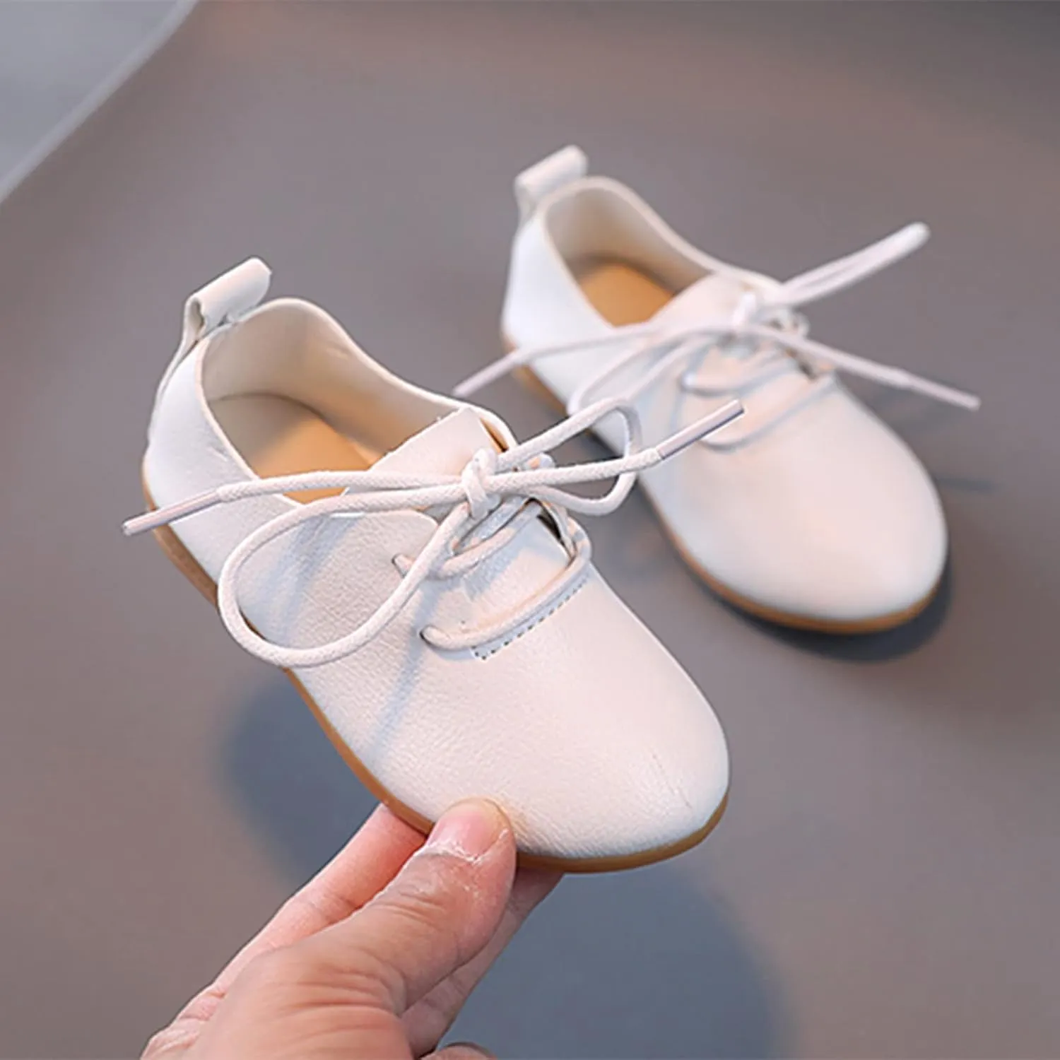 Toddler Little Girls Boys British Style Lace-Up Saddle Shoes Casual 𝗢xfords Baptism School 𝗨niform Loafer Shoes