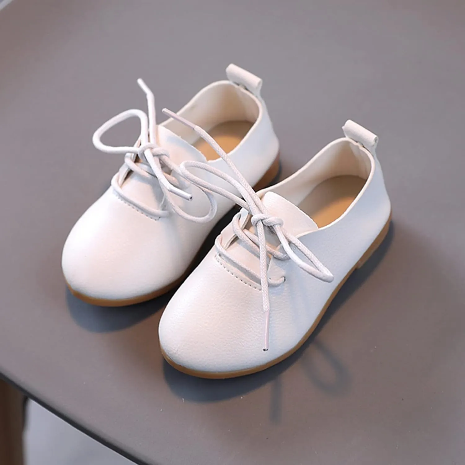 Toddler Little Girls Boys British Style Lace-Up Saddle Shoes Casual 𝗢xfords Baptism School 𝗨niform Loafer Shoes