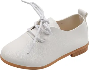 Toddler Little Girls Boys British Style Lace-Up Saddle Shoes Casual 𝗢xfords Baptism School 𝗨niform Loafer Shoes