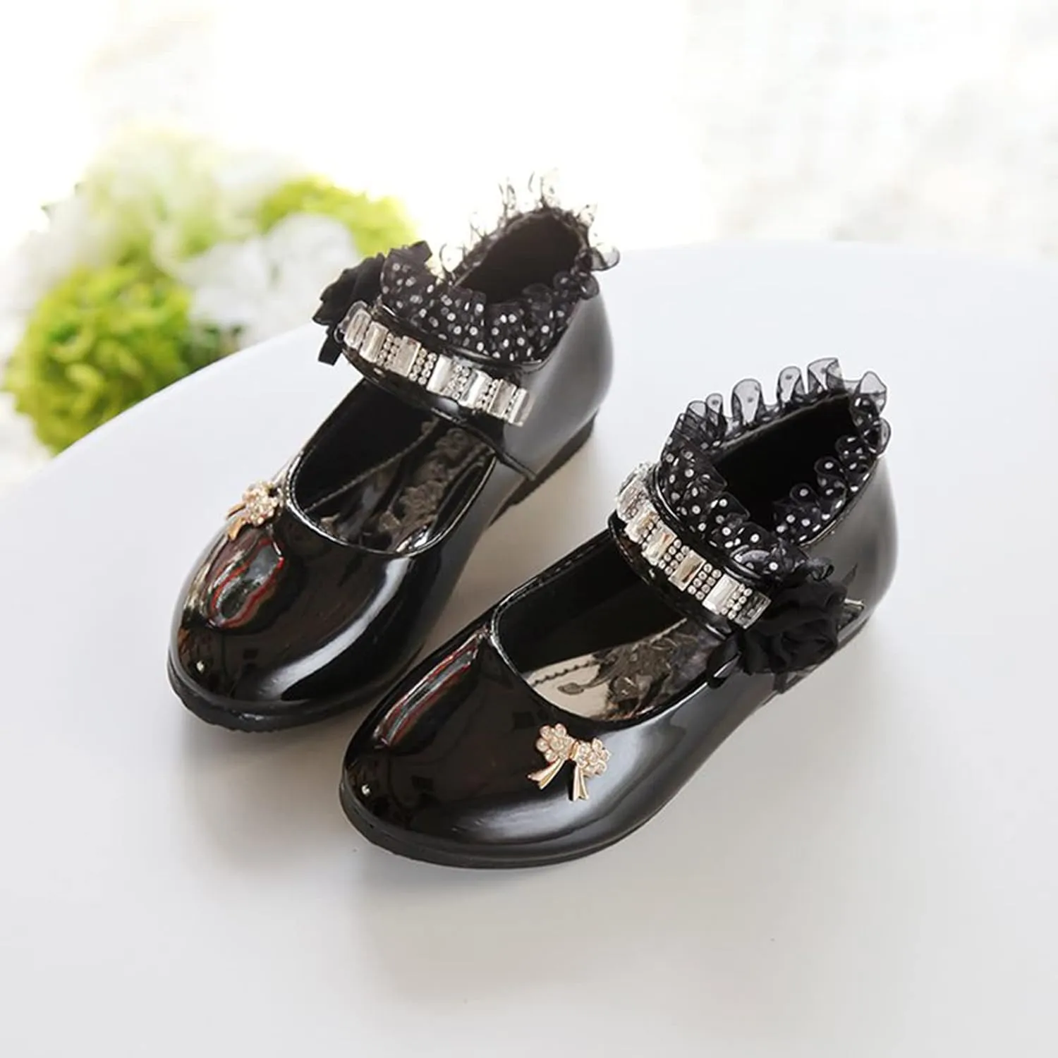 Toddler Princess Flower Leather Lace Mary Jane Dance Shoes 𝗢xfords Soft Sweet Elegant Flat Shoes for Kids Girls