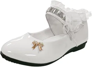 Toddler Princess Flower Leather Lace Mary Jane Dance Shoes 𝗢xfords Soft Sweet Elegant Flat Shoes for Kids Girls