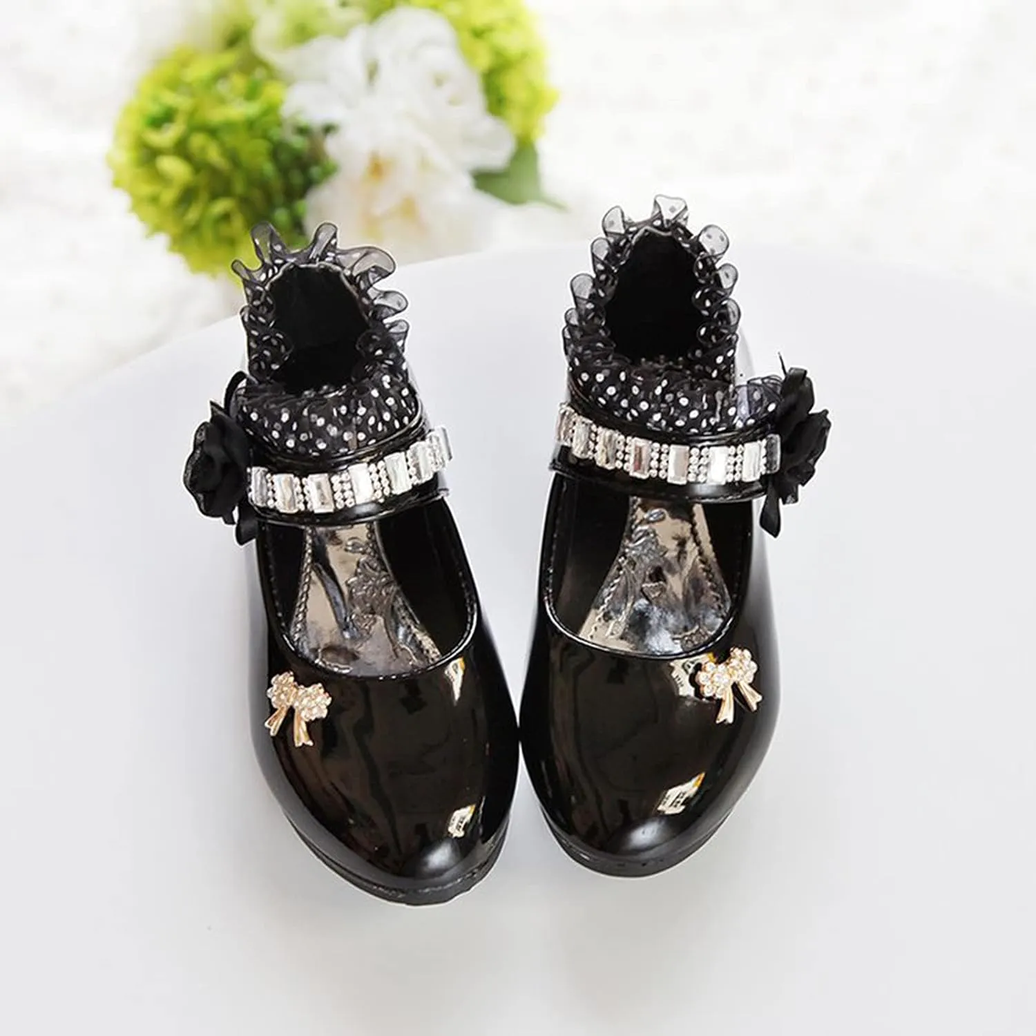 Toddler Princess Flower Leather Lace Mary Jane Dance Shoes 𝗢xfords Soft Sweet Elegant Flat Shoes for Kids Girls