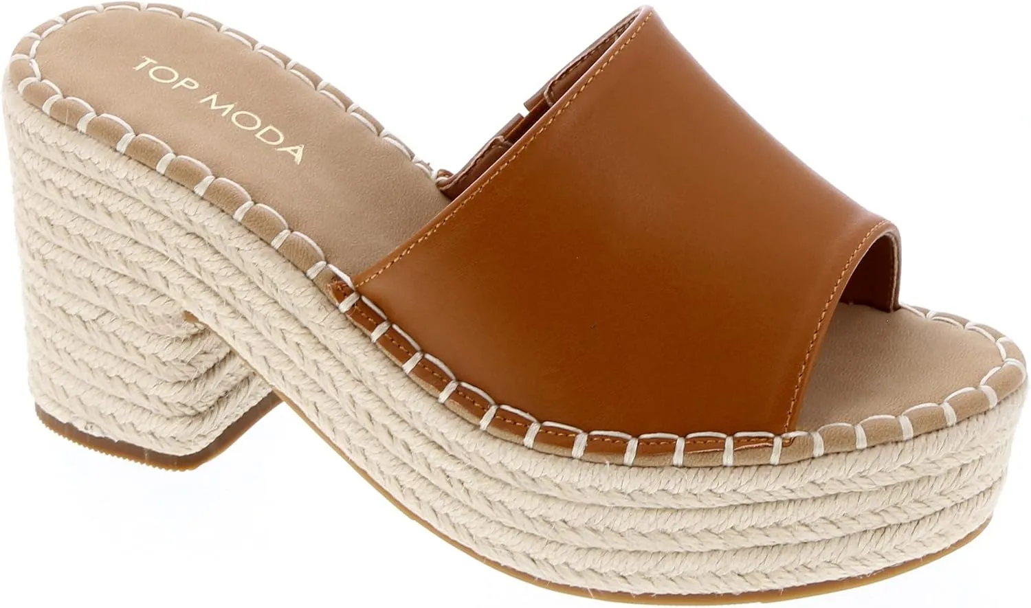 TOP Moda Womens platform raffia espadrille Chunky Block heel Slip on Sandals