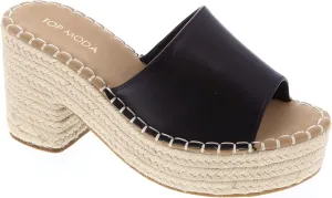 TOP Moda Womens platform raffia espadrille Chunky Block heel Slip on Sandals