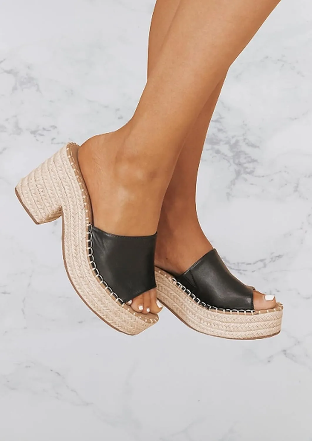 TOP Moda Womens platform raffia espadrille Chunky Block heel Slip on Sandals