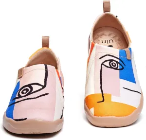 UIN Women's Slip Ons Canvas Lightweight Flats Sneakers Walking Casual Loafers Comfortable Art Painted Travel Shoes Look at Me (10.5)