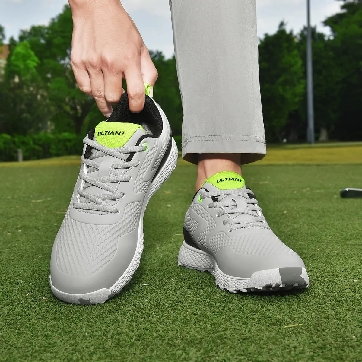 ULTIANT Golf Shoes Men Waterproof Spikeless Lightweight Non-Slip Walking Shoes Outdoor Size7.5-12
